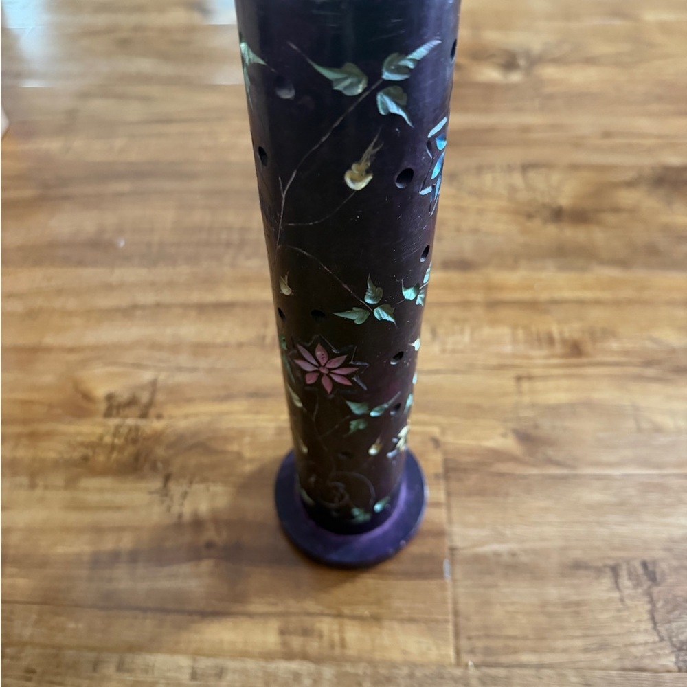 Vintage Soap Stone Incense holder with floral design heavy
